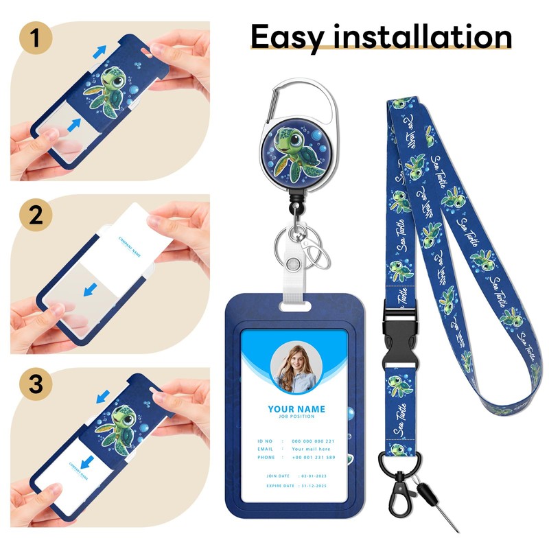 Handlein Retractable Badge Holder with Detachable Lanyard, Heavy Duty ID