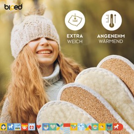 biped 2 Pairs of Children's Insoles with Real Sheep's Wool and Natural Cork, Warm and Insulating, Natural Thermal Wool Shoe Insoles for Winter Shoes and Boots, z2765 (32)