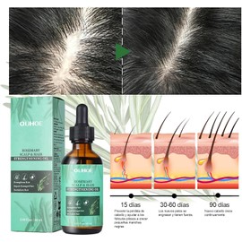 Aceite De Romero：Aceite de Romero para El Cabello-100%, Aceite Esencial de Romero para Cabello ，Estimula el Crecimiento del Cabello, Ideal para Cejas, Pestañas, Barba y Cabello Seco y Dañado.（120ml）