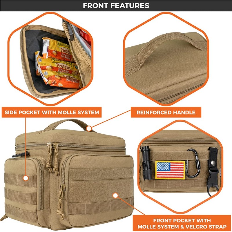 opux Tactical Lunch Box for Men, Tan Mens Insulated Lunch