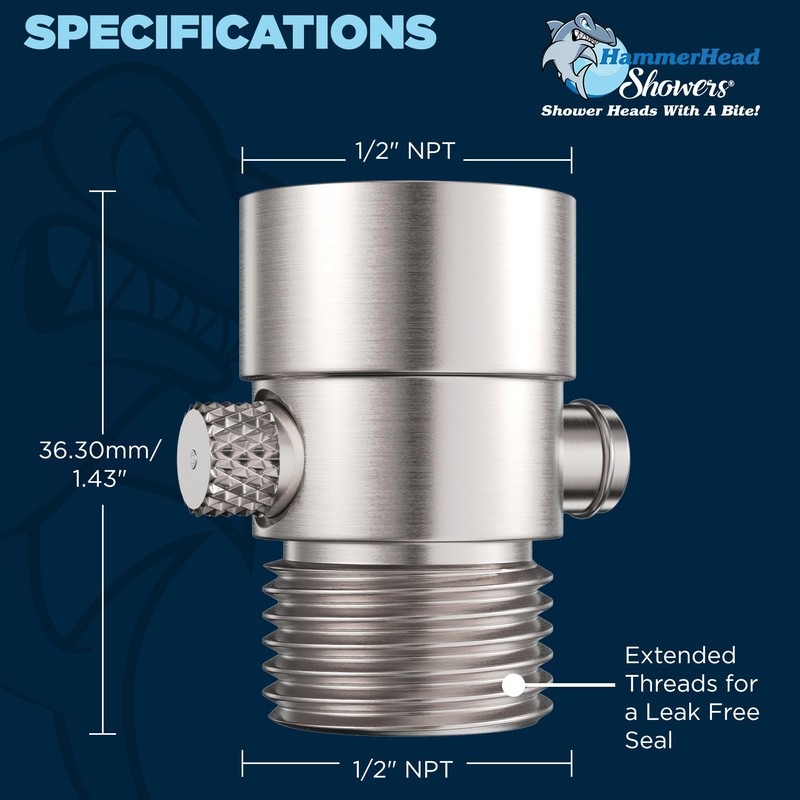 HammerHead Showers® All Metal Shower Head Shut Off Valve -