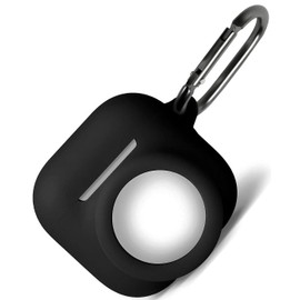 Geiomoo 2 in 1 Silicone Case for Air Pods 4, Protective Cover with Carabiner (Black)