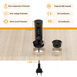 Hianjoo 45 W 3-Port USB Built-in Socket, Desktop USB Charging Station for Multiple Devices (2 x USB + 1 x Type-C), USB Charger with Multiple Ports, USB Hub Desk Accessories
