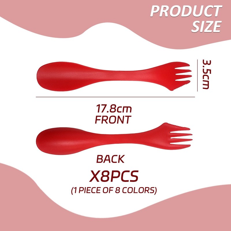 QIHUAN 8 Pieces Plastic Forks, Reusable Tableware, Outdoor Portable Spoons,