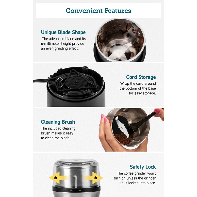 COSORI Coffee Espresso Grinder Electric, Food Grade Stainless Steel Blades,
