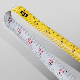 HAUTMEC - Cinta métrica de 25 pies con marcas fraccionarias de 18 escala doble métricaimperial con gancho magnético cinta métrica para construcción,  