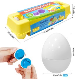 Meanju Toy Eggs, Pack of 12 Easter Montessori Eggs Toy for Children from 1 Year, Colour and Shapes, Sorting, Funny Egg Educational Toy, Egg Puzzle for Children, Boys, Girls