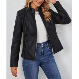 Bellivera Faux Leather Jackets for Women Moto Water Resistant Coat 37 Black XXL