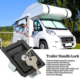 Akozon Cerradura de Manija de RV, Cerradura de Manija de Panel de Gabinete Interior de RV de Acero Al Carbono con 2 Llaves para Cerradura de Pestillo de Puerta de Remolques de Campistas