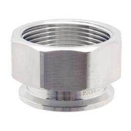 QiiMii SS304 Tri Clamp Female Adapter Mini Tri Clamp 1.5” (TC 50.5mm) X BSPT 1.5" Female Thread Hexagonal Sanitary Pipe Fitting