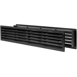Vent Systems 18" x 4" Inch Black Louvered Two Sided Door Grille - Plastic Indoor Ventilation Cover - Intake Air Register for Interior Door Mounting - for Garage, Home Improvement