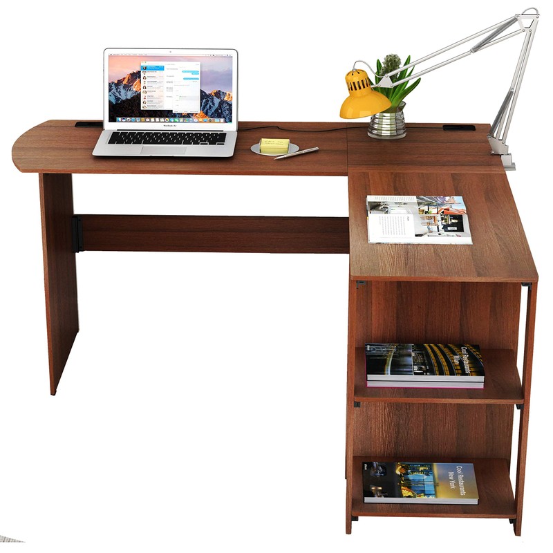 SHW 51 x 51 Inches L-Shaped Home Office Wood Corner