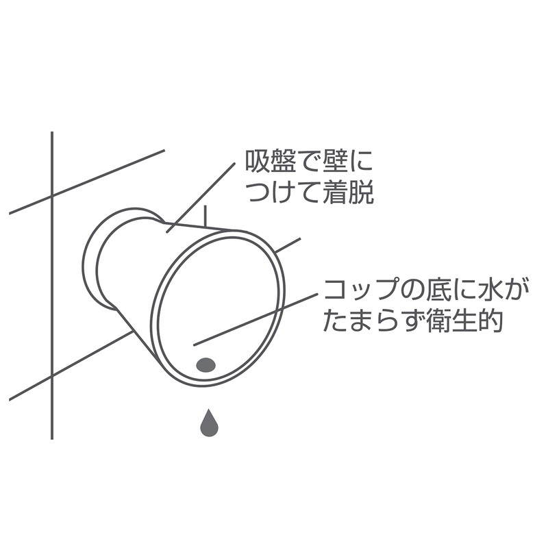 SANEI 歯磨きコップ 吸盤式 壁にくっつける 浮かす収納 衛生的 ホワイト PW6812-W4