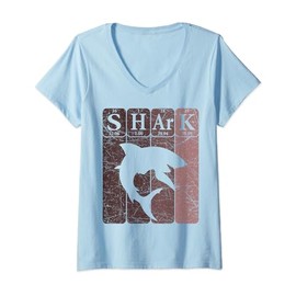 Womens Shark Periodic Table Elements Retro Shark Selachimorphaphile V-Neck T-Shirt
