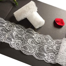 LaceRealm 3.5 inch ×10 Yards Raw White Floral Pattern Trim Lace Ribbon for Decorating, Floral Designing and Crafts (6819 White)