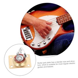 Kisangel 1 Set Electric Guitar Jack Plate Durable Replacement Socket for Bass Electric Guitars Easy Installation with Screws Professional Performance Upgrade