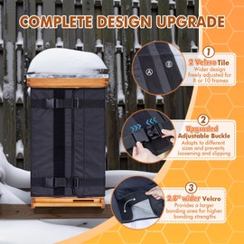 MayBee Winter Bee Hive Wrap for 10 and 8 Frame Beehives, 600D Oxford Cloth Adjustable Beehive Wrap for 2 Deep Hives with 1 Medium Hive Box, Waterproof, Windproof, Lightweight, Reusable,76.8" x 24.8"