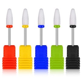 Norhogo 5 Piece Ceramic Nail Drill Set, Electric Nail Cutter Bits Set, Ceramic Nail Drill Attachment Ceramic Bits for Manicure Pedicure Cuticle Home Use (5 Colours)