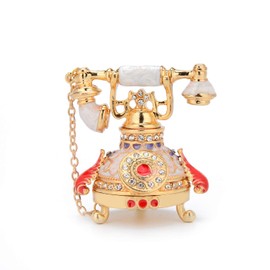 QIFU Vintage White Telephone Enameled Trinket Box with Hinged Unique Gift for Home Decor