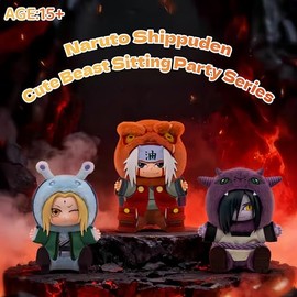 Naruto Shippuden × Cute Beasts Sitting Party Series Figure Blind Box, Collectible Ornament, Cartoon Theme, Multicolor （Random 1pc