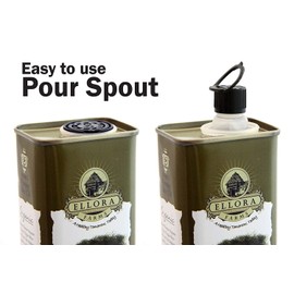 Ellora Farms, 2020 Gold Medal Organic USDA Pure Greek Extra Virgin Olive Oil, Cold-Pressed, Unfiltered, Kosher, 17 oz tin, Pack of 4