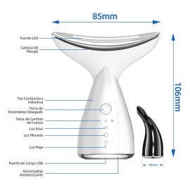 Maquina Vibración Térmica Antienvejecimiento + Rodill Facial Blanco