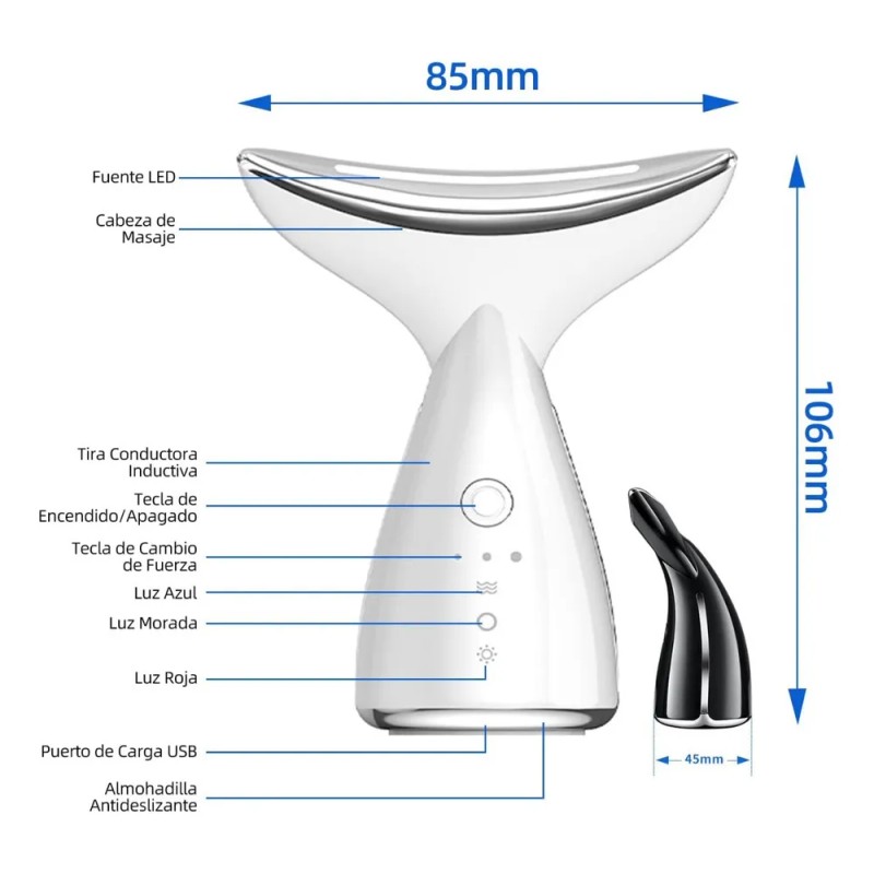 Maquina Vibración Térmica Antienvejecimiento + Rodill Facial Blanco