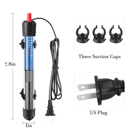 Hitop 25W/50W/100W/300W Adjustable Aquarium Heater, Submersible Glass Water Heater for 5 – 70 Gallon Fish Tank (50W)