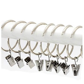 Curtain Rings with Clips Easy Open and Close 50mm Pack of 30 (C)