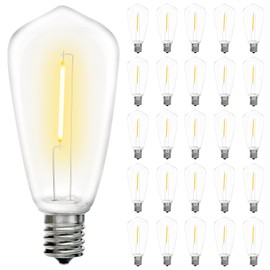 SUNSGNE 25Pack LED String Light Bulbs Replacement, 0.6 Watt Shatterproof Replacement Bulbs ST40 E17 Clear Plastic LED Light Bulbs for Outdoor Patio String Lights, E17/C9 Intermediate Base, Warm White