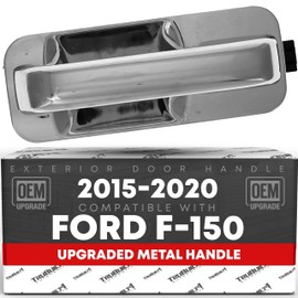 T1A Exterior Rear Driver Door Handle, Upgraded Metal - Compatible with 2015-2020 Ford F-150 - All Chrome - OEM FL3Z-1626605-AA-ACHMT
