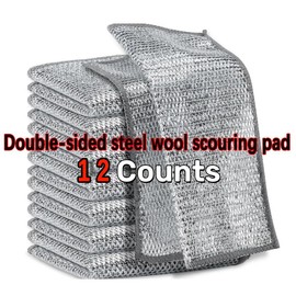 12 Counts Multipurpose Non-Scratch Wire Dishcloths – Reusable Dishwashing Rags for Wet & Dry Use, Kitchen Cleaning Cloth for Sinks, Pans & Dishes, Washable & Durable washing:_YS-02