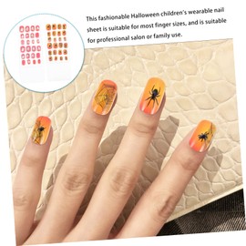 Healeved Nail Fun for Kids: 2 Boxes Spider Web Pumpkin Press Nails Kids' Nail Art Collection