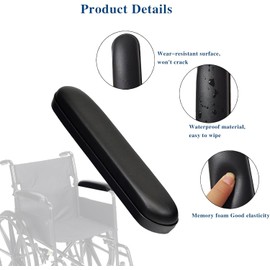 Reposabrazos acolchados para silla de ruedas, almohadillas de repuesto universales negras de 10-1/4" adecuadas para la mayoría de las marcas de sillas de ruedas (10-1/4(2 piezas))