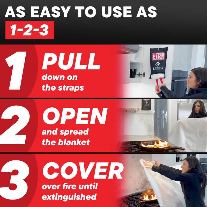 America Fire Blanket, Fire Blanket (1pk) Puts Out Fires in