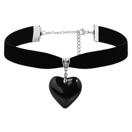 Sacina Gothic Black Heart Choker Necklace, Black Velvet Choker, Gothic Choker, Goth Choker, Vintage Necklace, Y2k Aesthetic Necklace, Christmas New Year Jewelry Gift for Women
