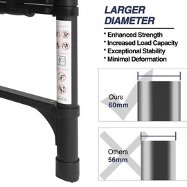 BOCOM 8.5 FT Aluminum Telescoping Ladder, Lightweight Multi-Purpose Collapsible Extension with 2 Triangle Stabilizers, Heavy Duty 330 lbs Max Capacity, Ideal for Home, RV, and Outdoor Work Black