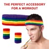 AYNKH 3PCS Rainbow Striped Sweatbands, Cotton Moisture Wicking Sports Headband