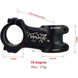 CYSKY 10 Degree Stem 31.8 60 mm/70 mm/90 mm/110 mm MTB Stem Mountain Bike Handlebar Stem for Bicycle, Road Bike, MTB, BMX, Cycling (60 mm)