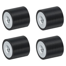 sourcing map 4Pcs 10 x 10mm M3 Thread Female Rubber Mounts, Vibration Isolators, Replaces Anti Vibration Pads Flat Silent Block Base Block
