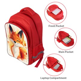 ZRENTAO Kids Backpack, 3D Reflective Cartoon, 600D Polyester & Dual Zippers, 17" Bookbag with Ergonomic Design for boys & girls age 6-18, Fox Space Style for school Children Kids