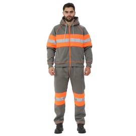 BESTITALIANUK Men's Hi Vis High Visibility Tracksuit Hoodie & Jogging Bottom Safety Work Full Set Reflective Joggers