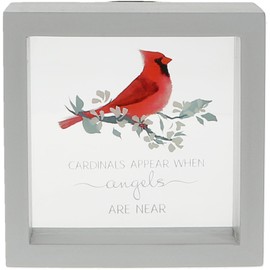 Pavilion Gift Company - Cardinals Appear When Angels Are Near - 5" Square Self-Standing Glass Red Cardinal In Memory Memorial Bereavement Condolence Funeral Loss Of Loved One Gift Present