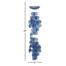 Deco 79 33119 Contemporary Capiz Windchime, 5"W x 27"H, Blue