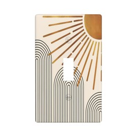 ybclf Mid Century Boho Sun 1 Gang Single Toggle Light Switch Cover Wall Plate Abstract Switchplate Outlet Electrical Faceplate Decorative Socket for Livingroom Bedroom Kitchen