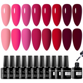 MSRUIOO 12Pcs Red Gel Nail Polish Set Bloody Mary Collection Red Burgundy Gel Polish Kit Nail Art Design DIY Salon Home Gifts for Women Girls