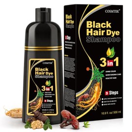 Black Hair Dye Shampoo 3 in 1, Champú Colorante para Teñir el Cabello Negro, Shampoo para Canas con Ingredientes Herbales, 500ml (Negro)              