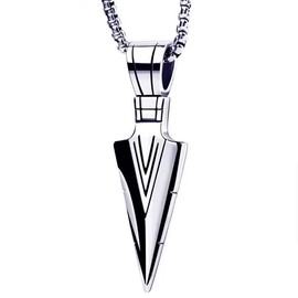 ONLYJUMP Arrowhead Pendant Chain Necklace for Mens Set Black & Silver Tone & Gold Tone Necklace Stainless Steel Spear Point Jewelry for Jewelry Gifts (Silver)