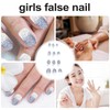 Baluue 24pcs False Nails Blue Glitter Full Coverage Nail Tips