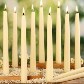 8 in Beeswax Taper Candles,18 Pack Dripless Pure White Beeswax Candle Sticks,8 Hours Long Burning Natural Bees Wax Candles for Home,Unscented Smokeless Tapered Candlesticks for Dinner